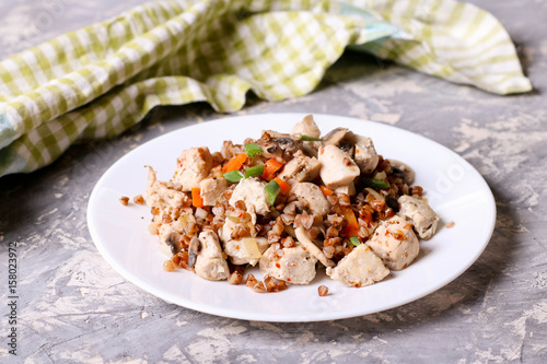 Buckwheat porridge with mushrooms and chicken