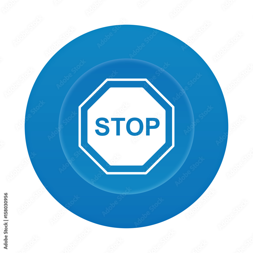 Runder 3D Button - Stoppschild - Warnung