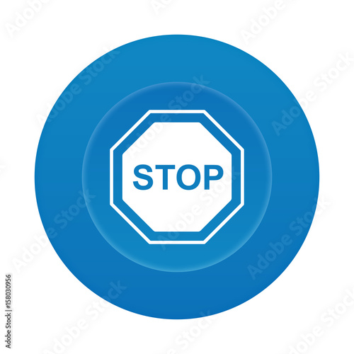 Runder 3D Button - Stoppschild - Warnung