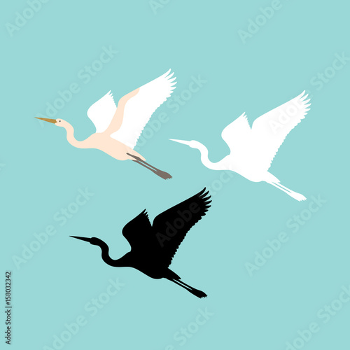 Crane bird vector illustration style Flat silhouette