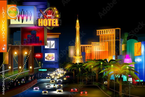 Photography City nightlife of busy street