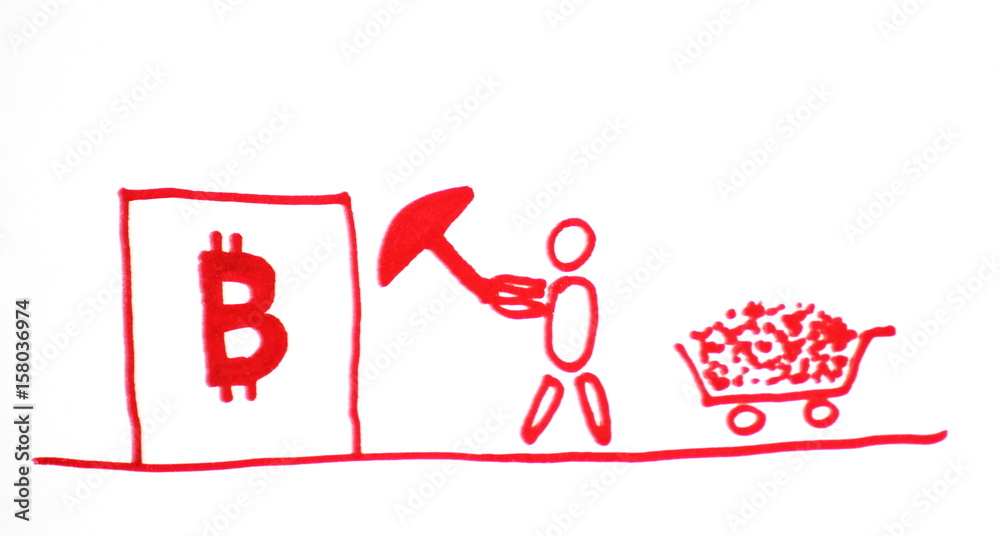Obraz Bitcoin miner mine process mountain coin.
