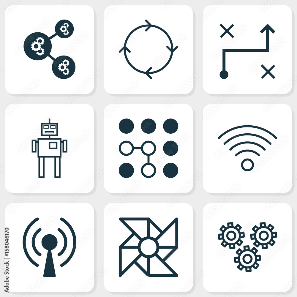 Machine Learning Icons Set. Collection Of Algorithm Illustration, Wireless  Communications, Laptop Ventilator And Other Elements. Also Includes Symbols  Such As Loop, Computing, Wifi. Stock Vector | Adobe Stock