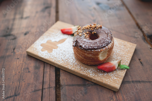 Cronut with strawberries photo