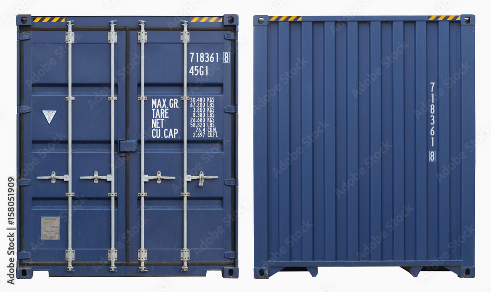 Shipping container, isolated, two sides view - obrazy, fototapety, plakaty 