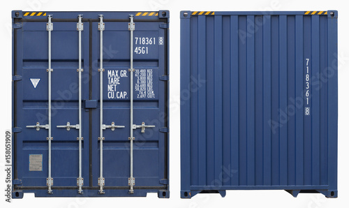Shipping container, isolated, two sides view photo
