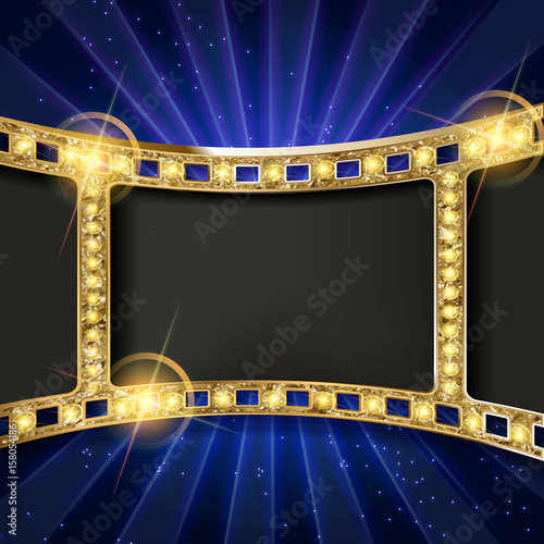 gold film on the curtain backdrop.