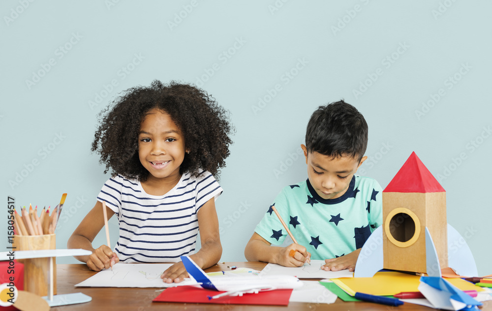 Little Children Drawing Sketching Concept Little Children Drawing Sketching Concept
