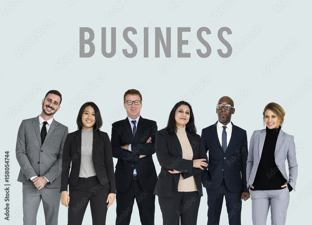 Diverse Career Business People Set Gesture Studio Isolated