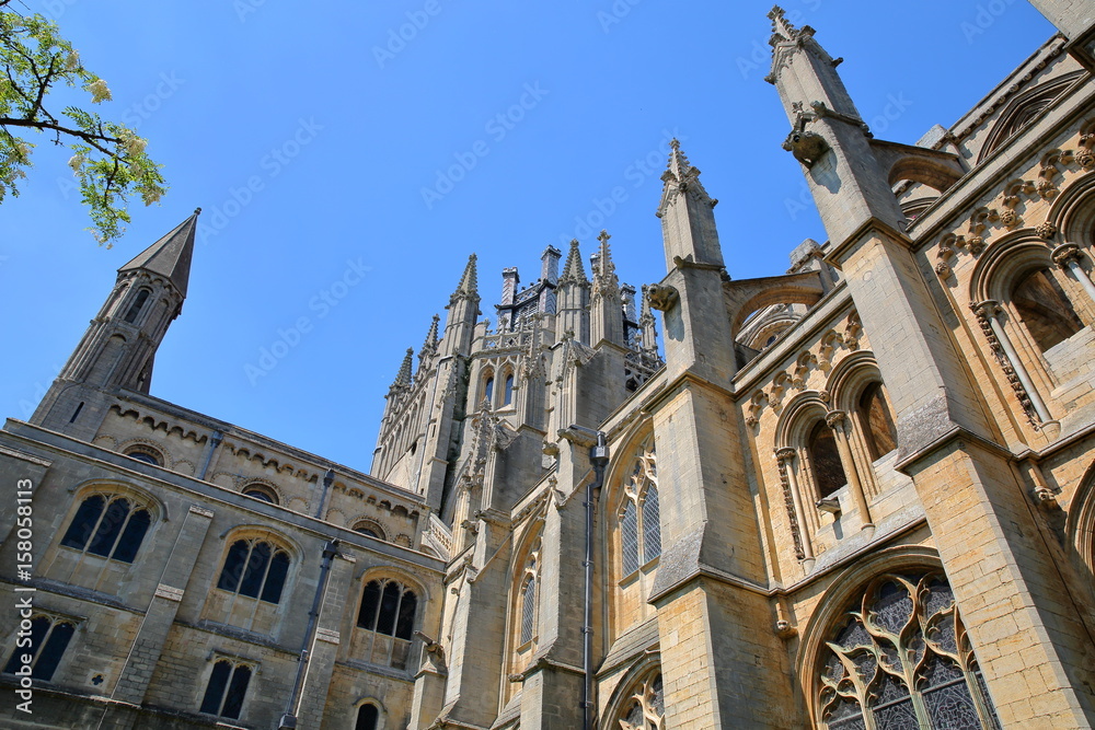 A wide-angle view of the South part of the Cathedral of Ely in Cambridgeshire, Norfolk, UK