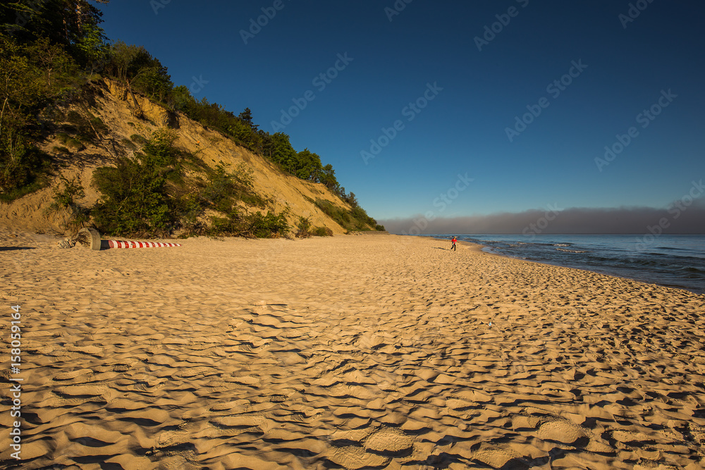 vacation by the sea, walk on the edge, Jastrzebia Gora, Poland.