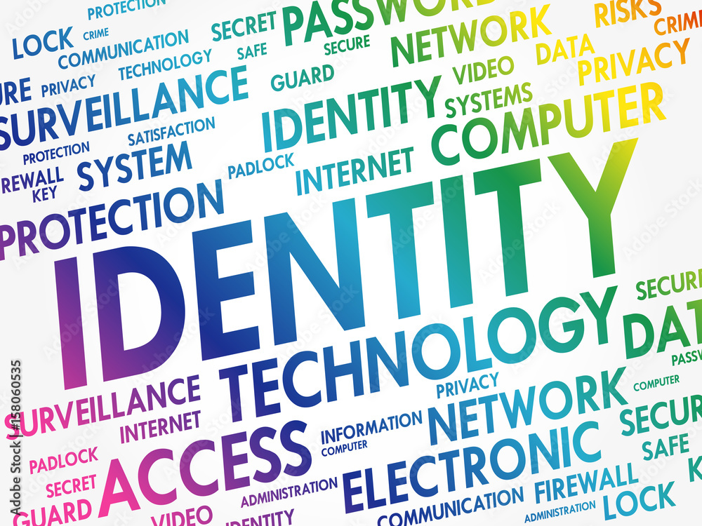 Fototapeta premium IDENTITY word cloud collage, security concept