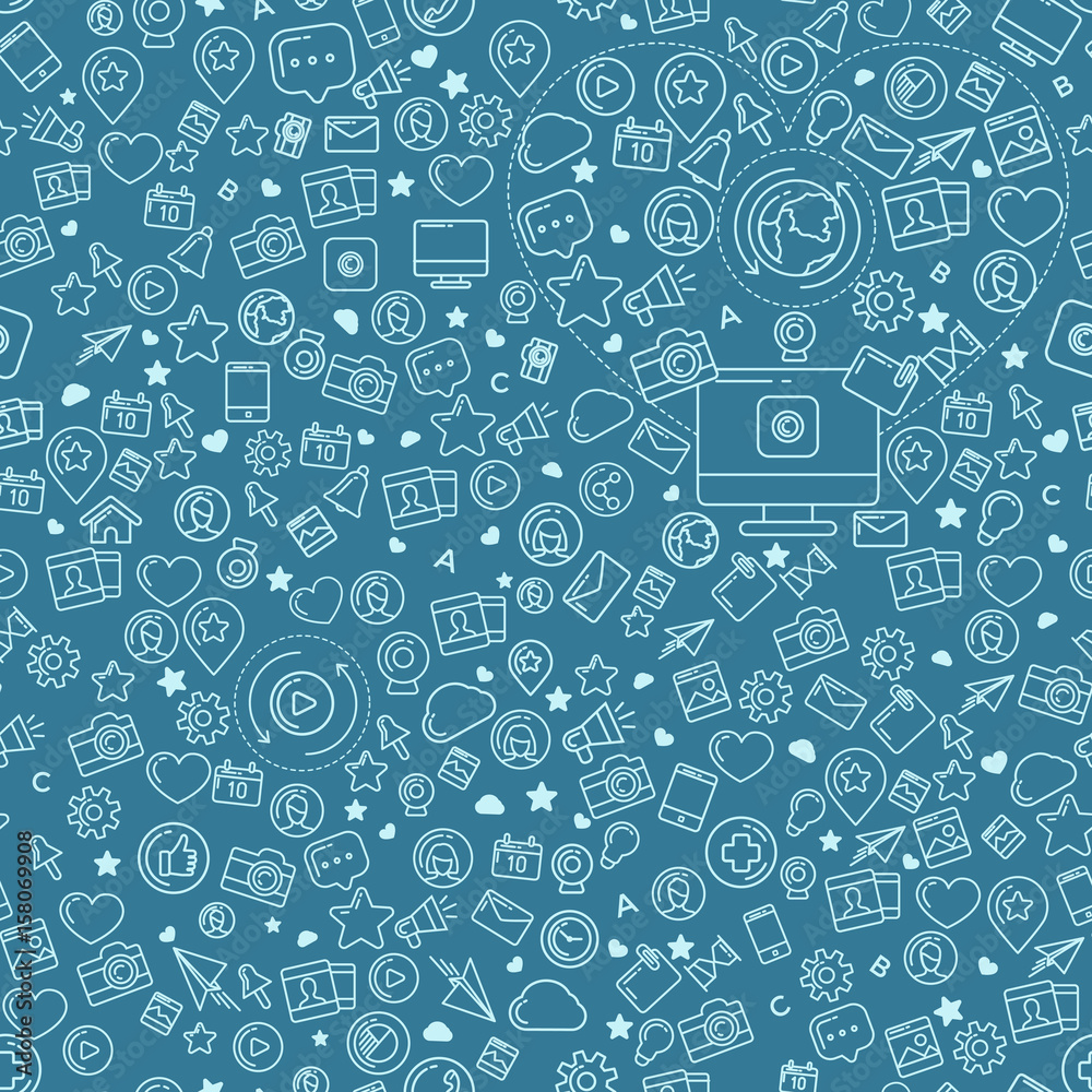 Social Media Blue Seamless Pattern Social Media Blue Seamless Pattern