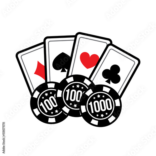 Set casino card and poker chips for casino games. Vector illustration