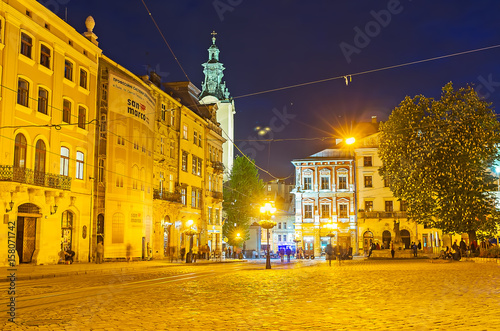 The night lights of Lviv, Ukraine photo