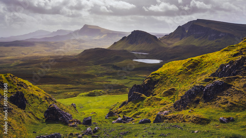 Fotografie, Obraz Landscape view of Quiraing mountains on Isle of Skye, Scottish highlands