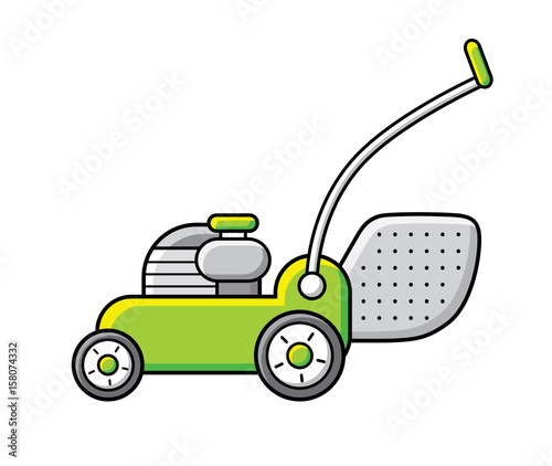 Green lawn mower isolated.