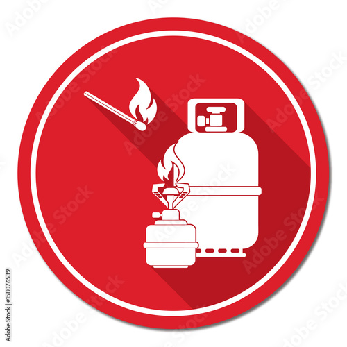 Camping stove with gas bottle icon vector
