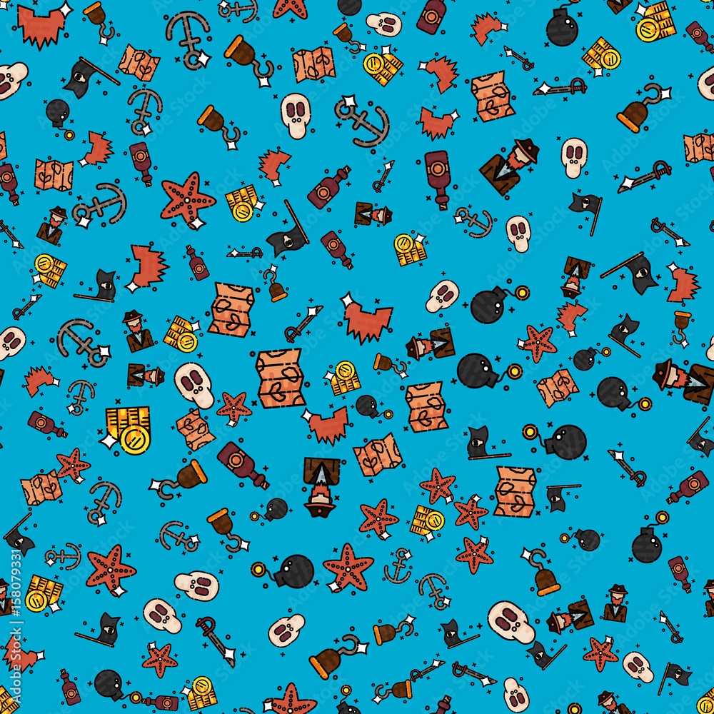 Naklejka premium Pattern with pirate elements.