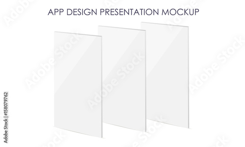 White blank mobile web wireframing pages mockups. Can be used for app design presentation. App mockup for smartphone. Vector illustration 
