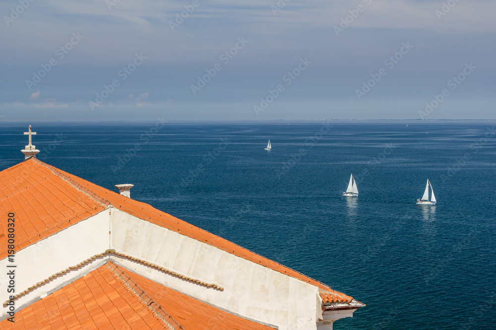Sailing yachts in the Adriatic Sea. The city of Piran. Slovenia.