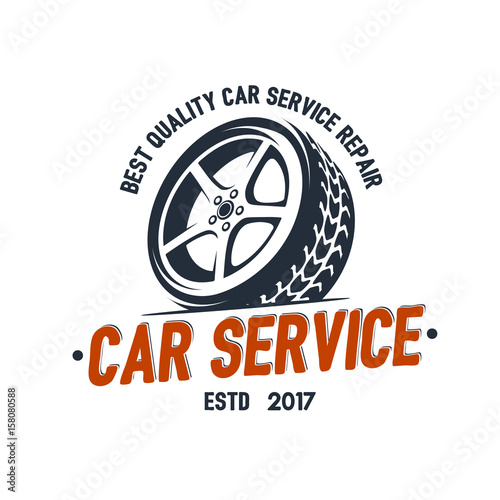 Car Service wheel logo emblem design vector