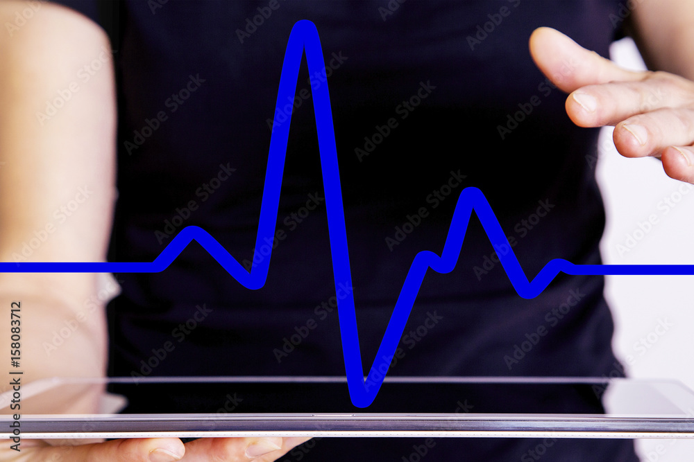 Person with cardiogram sign Person with cardiogram sign