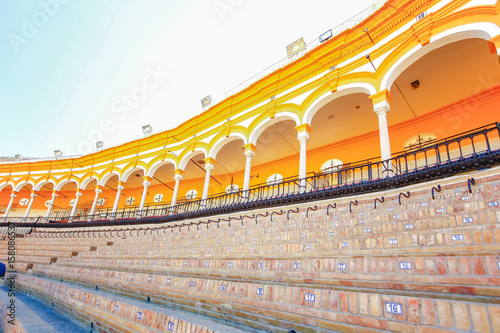 SEVILLA, SPAIN, OCTOBER 16, 2012: view of bullfighting arena plaza de toros de la real maestranza de caballeria de sevilla in the spanish city sevilla photo