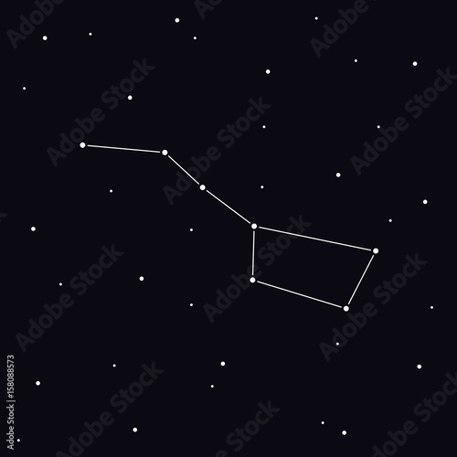 Big Dipper constellation in night sky. Ursa Major Vector Illustration