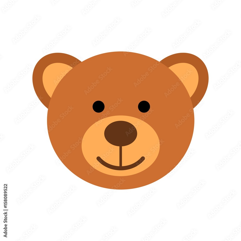 Teddy bear head character isolated on white background. Soft toy vector illustration in flat style. Teddy bear head character isolated on white background. Soft toy vector illustration in flat style.