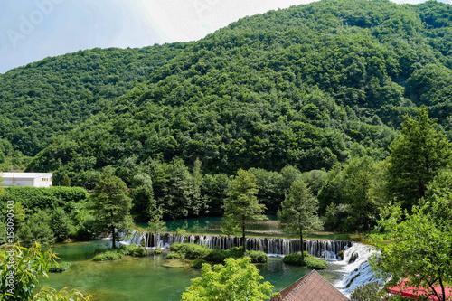 Cuadro en lienzo Waterfalls on the Pliva River outside Jajce, Bosnia Herzegovina
