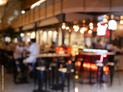 Fotobehang Image of abstract blur restaurant with people