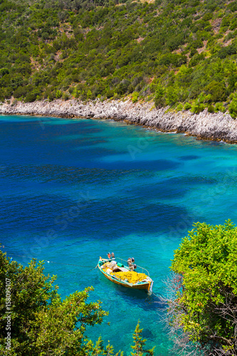 Fishing boat on the coast in Greece