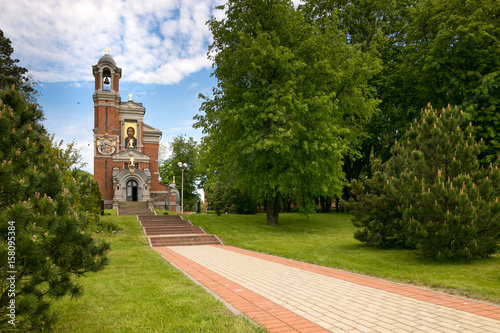 Mir, BELARUS - May 20, 2017: Mir Castle in Minsk region. Chapel-burial vault of Svyatopolk-Mirsky. Date of construction: 1904. photo