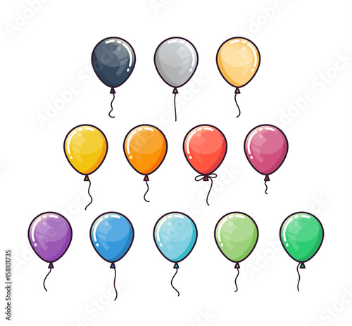 Flat colorful balloons set
