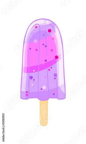 Cartoon cool popsicle. Sweet ice cream isolated on the white background.