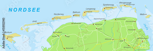 Ostfriesische Inseln - Landkarte (Gelb) photo