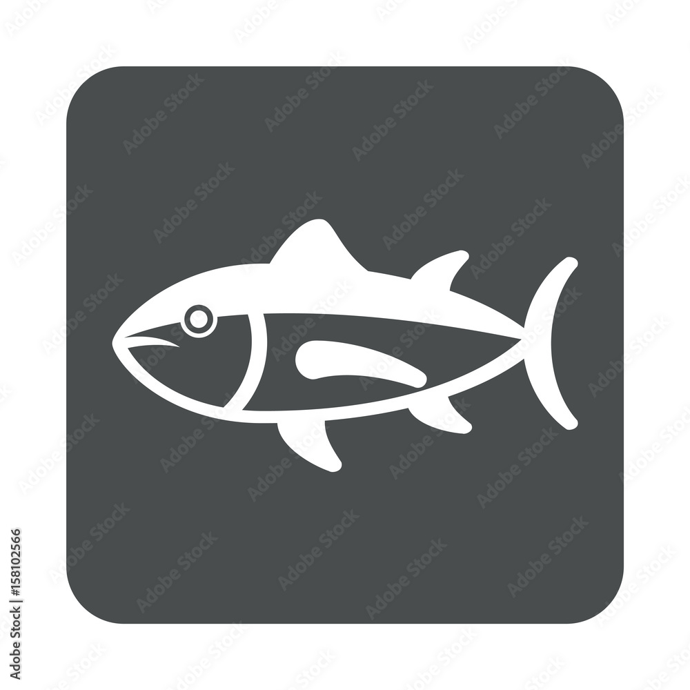 Icono plano pescado en cuadrado gris