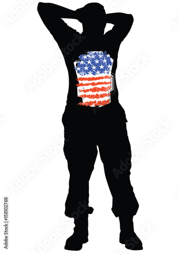 Soldier in uniform with american flag