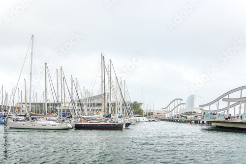 BARCELONA,SPAIN - OCTOBER 18,2012 : Cloudy day at Port Vell , Barcelona in Catalonia, Spain.