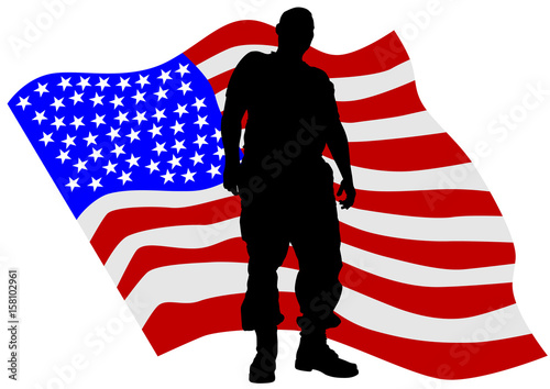 Soldier in uniform with american flag