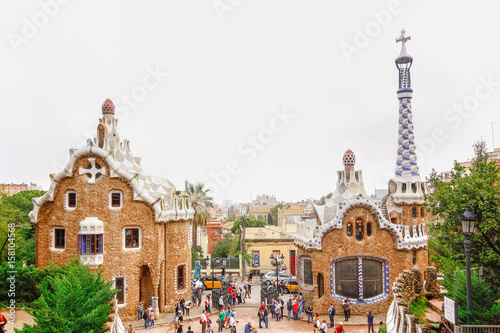 BARCELONA, SPAIN - OCTOBER 19,2012 : Park Guell by architect Antoni Gaudi in Barcelona, Spain