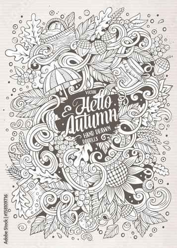 Cartoon cute doodles hand drawn autumn illustration