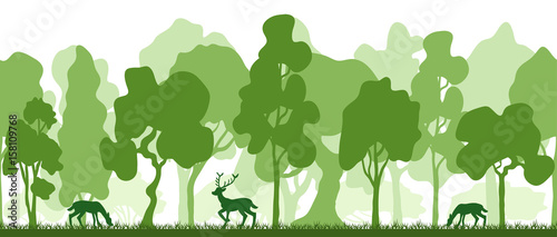 Horizontales nahtloses Banner von Hirschen im Wald