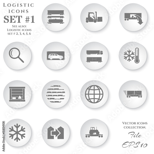 A set of icons on the theme of logistics and transport.