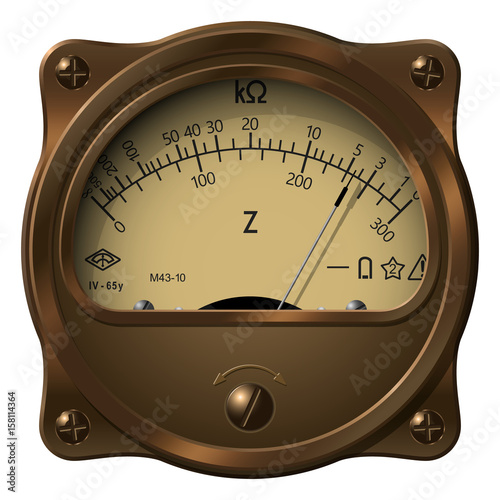 The ohmmeter in retro or steampunk style. Device for measuring electrical resistance.