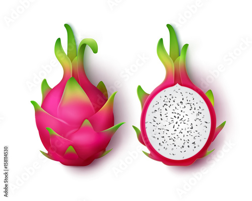 Whole and sliced dragon fruit