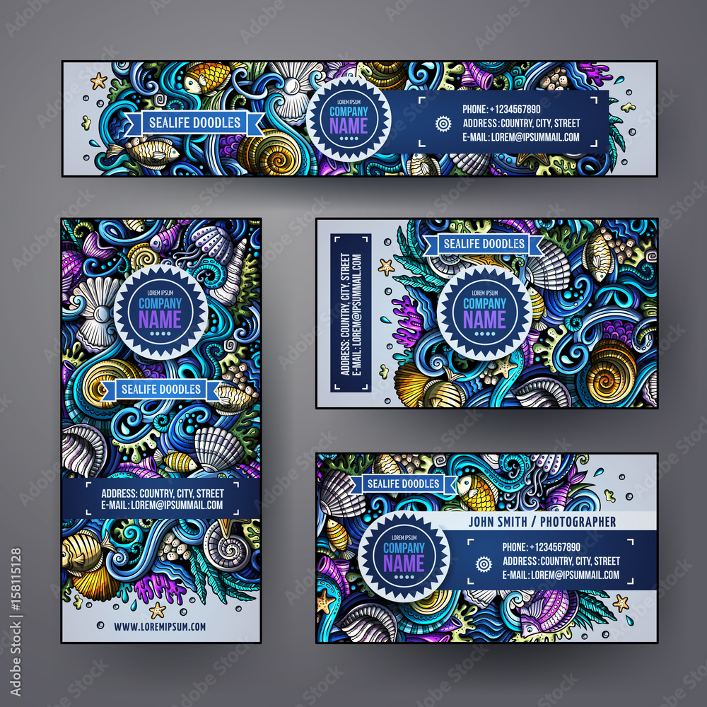 Fototapeta premium Corporate Identity vector underwater lif templates set