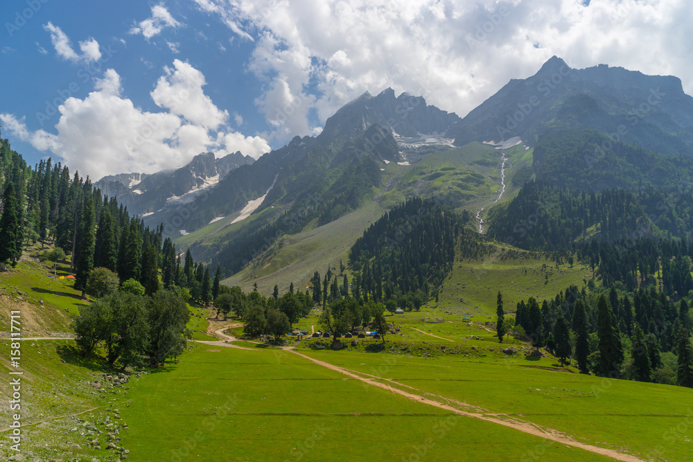 Beautiful landscape of Sonamarg in greeny season, Srinagar, Jammu Kashmir, India