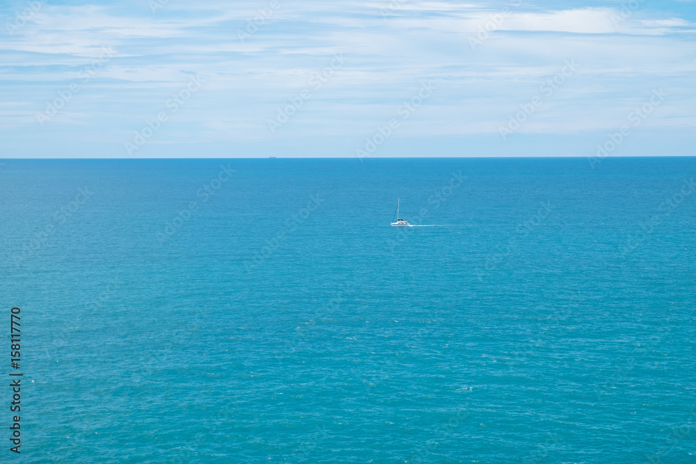 White boat in the ocean, Pattaya, Chonburi, Thailand White boat in the ocean, Pattaya, Chonburi, Thailand